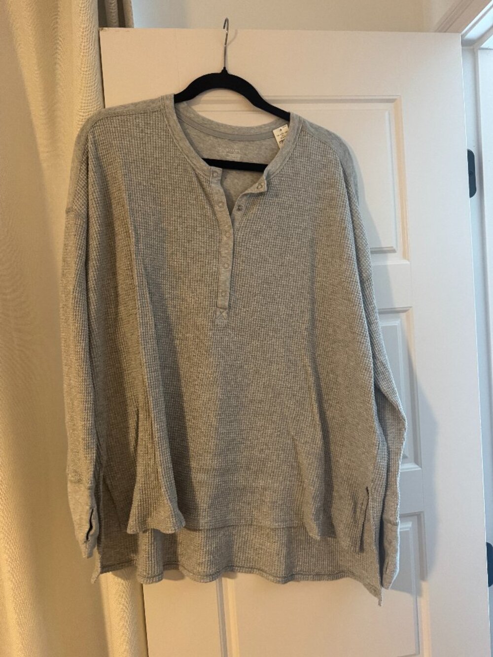 Aerie New With Tags Gray Waffle Oversized Henley
